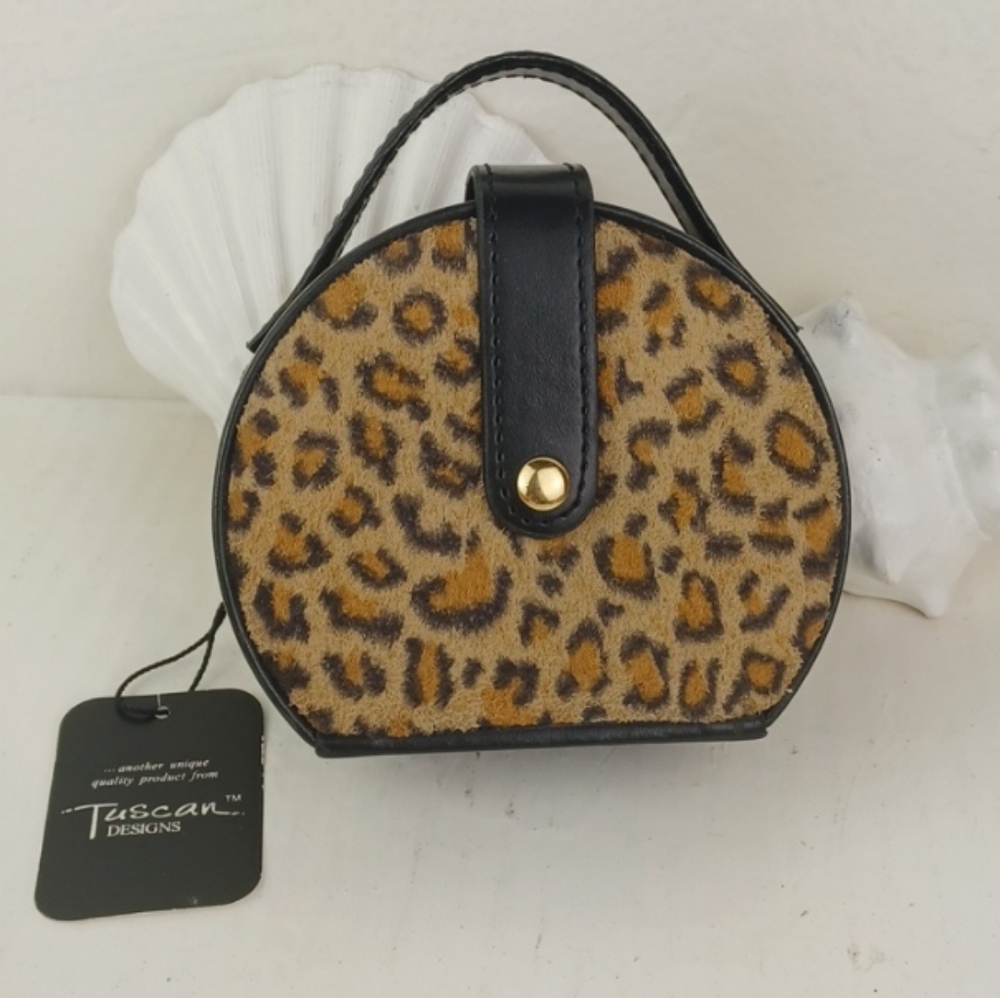 Tuscan Design Leopard Print Mini Travel Jewelry Box Bag NWT